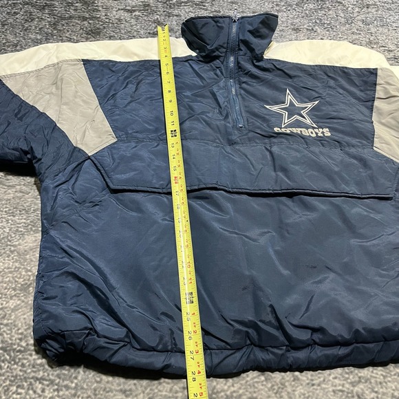 Vintage Dallas Cowboys Hooded Puffer Jacket Mens XL Blue NFL Embroidered 90s - Picture 13 of 13